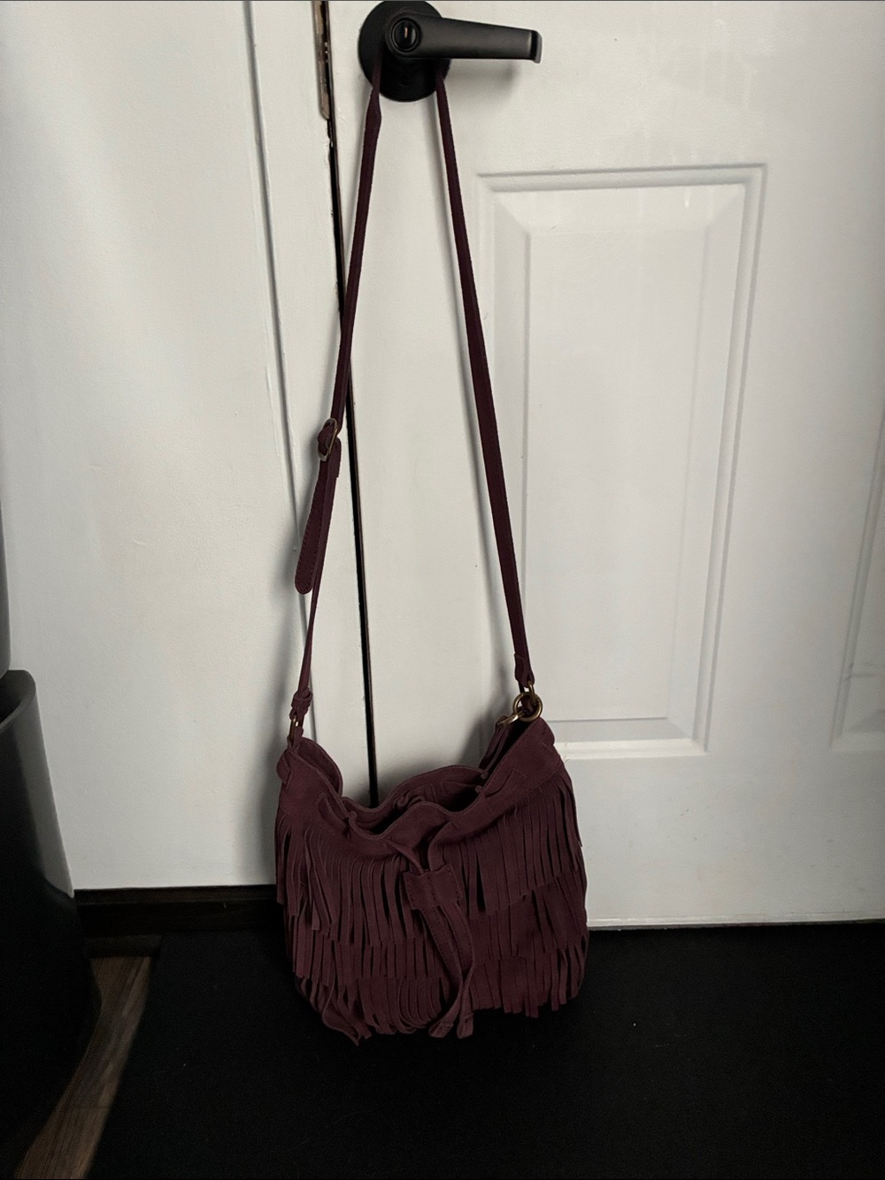 Lucky Brand Burgundy Fringe Crossbody Bag